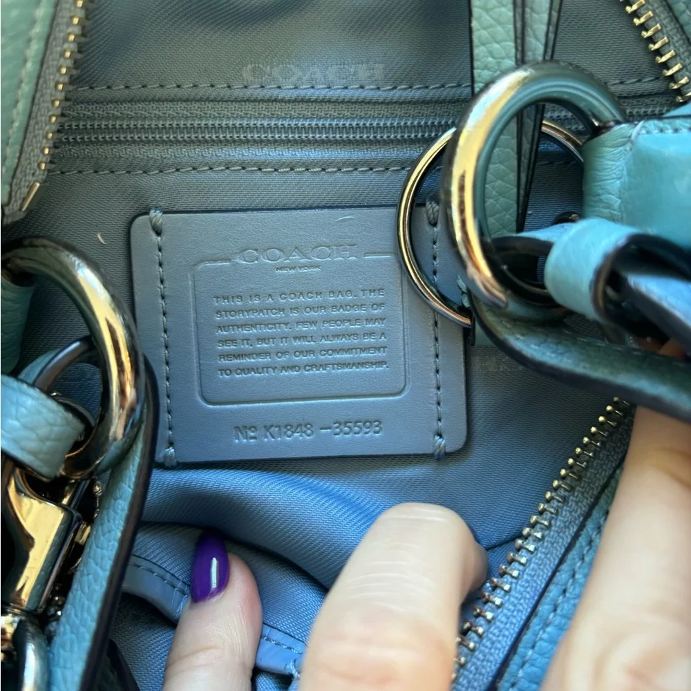 Coach Leather Sutton Hobo Shoulder Bag blue boho timeless versatile classic chic